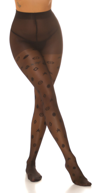 Tights with Print "Star" Black